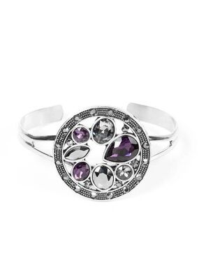 Silver-Tone Purple Crystal Cuff Bracelet